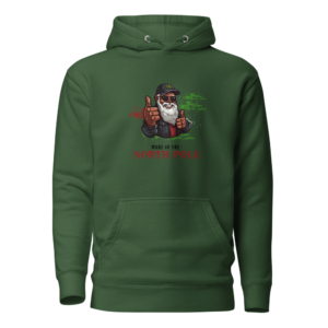 image of a green hoodie with a black santa